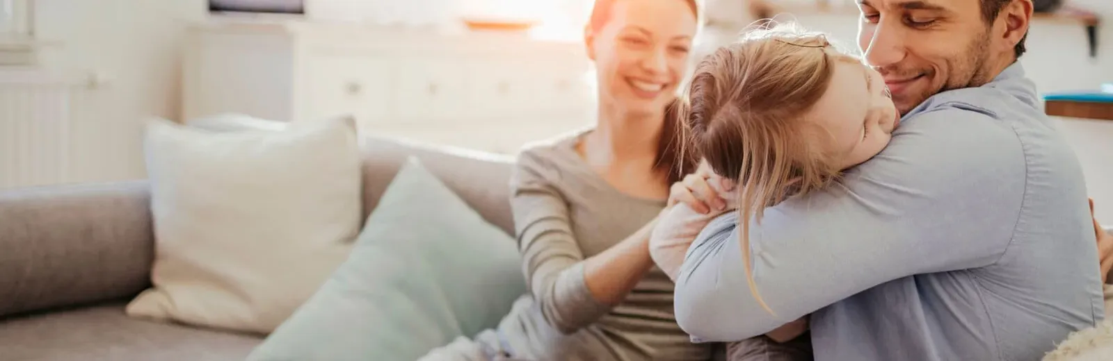 Family on couch